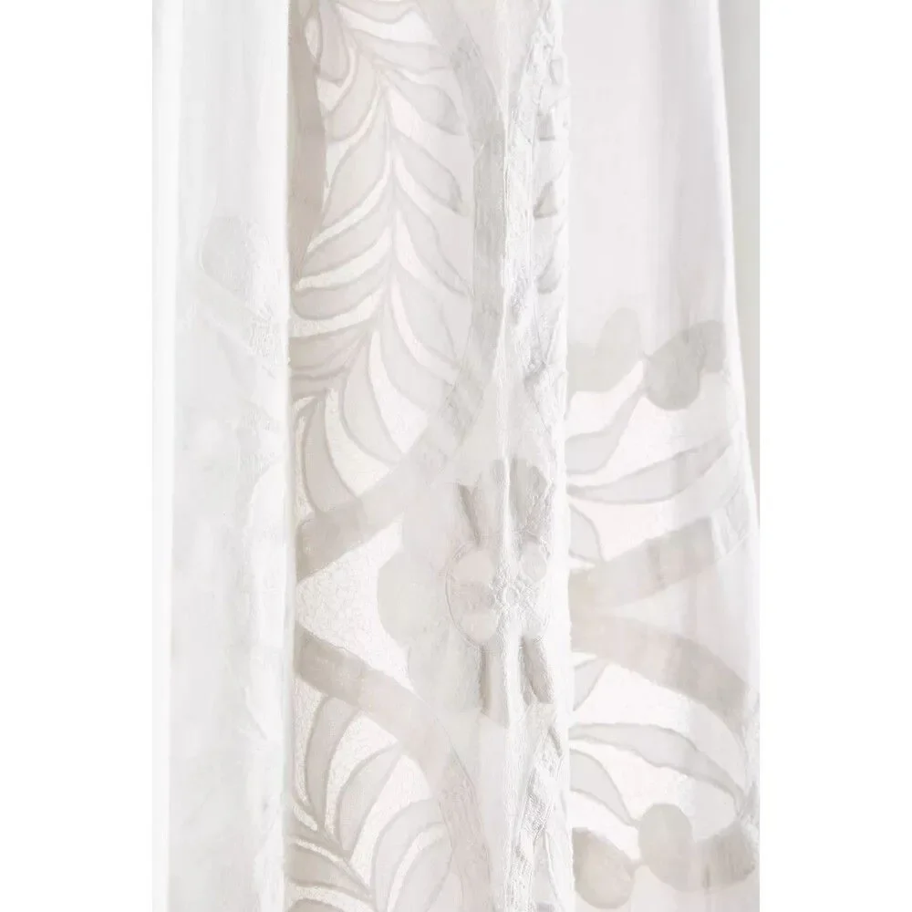 Anthropologie Embroidered Lace Lacina Curtain Panel White 84